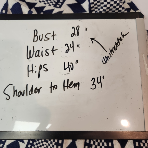 Nina Leonard Navy and White Patterned Long Sleeve Dress - Picture 6 of 6